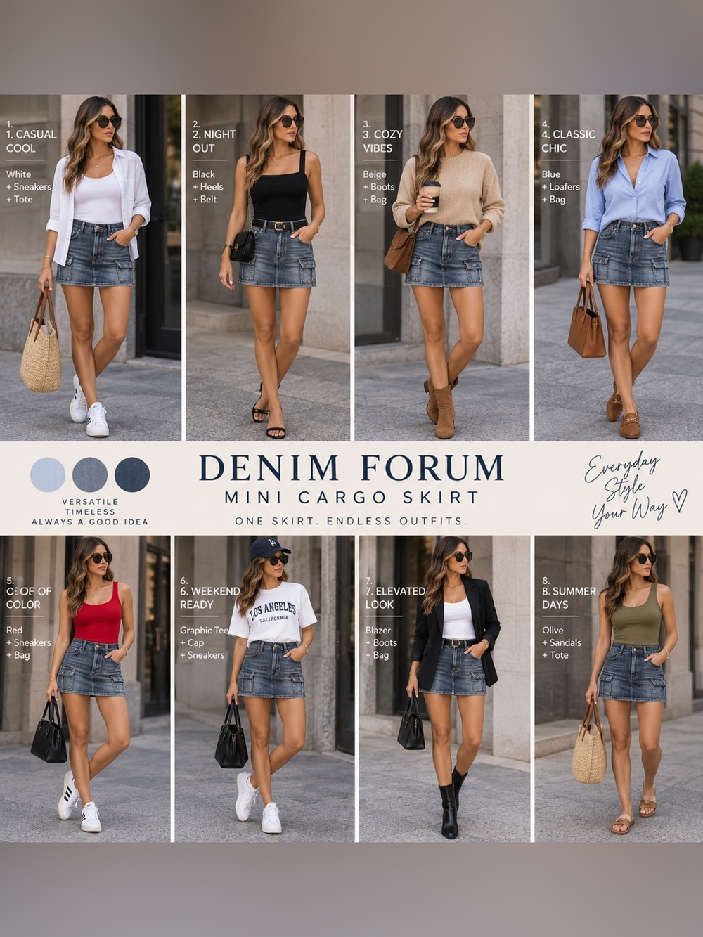 Denim Forum Distressed Mini Cargo Skirt in Medium Blue